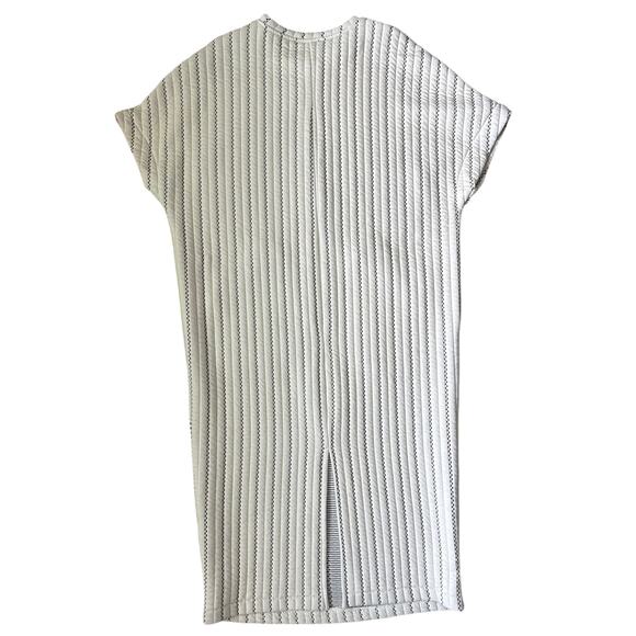 Zara Oversized Striped Quilted Midi Dress Cream & Black Weave Size Large - Picture 13 of 14